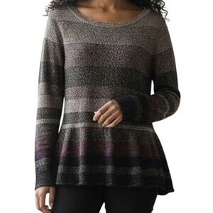 WHITE HOUSE BLACK MARKET Ombre Metallic Striped Peplum L/S Sweater Medium